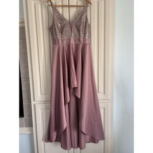 Ever Pretty Pink V Neck Sleeveless Sequin Top Chiffon Gown Women's 16‎ NWT